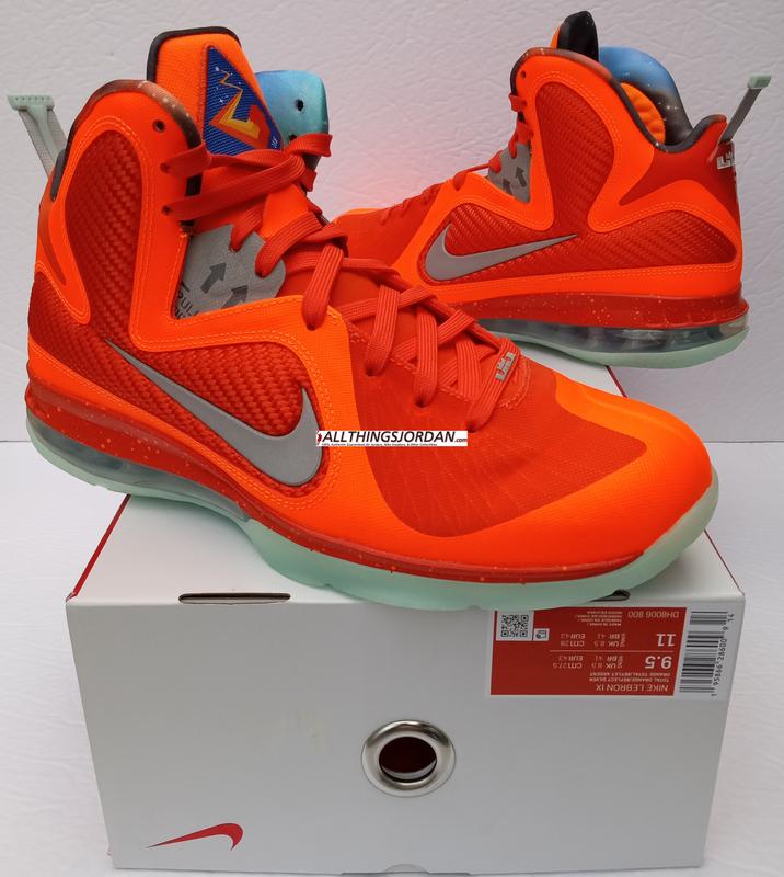 Nike Air Max Lebron IX ASG "Big Bang" (Lebron James 9th shoe) (Total Orange/Ref Silver-Team Orange) DH8006-800  Size US 9.5M